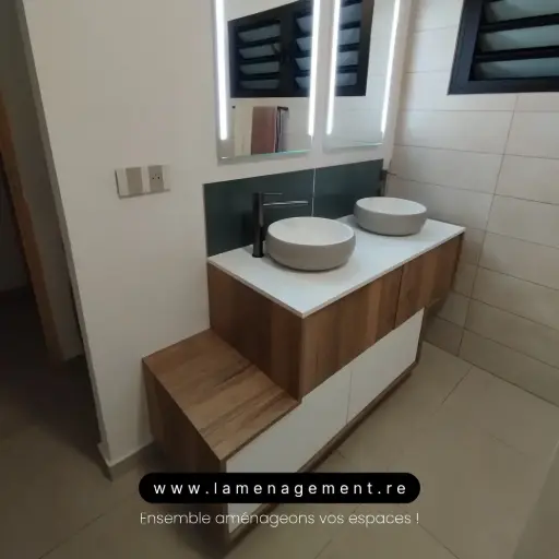 Meuble vasque double (150 cm)